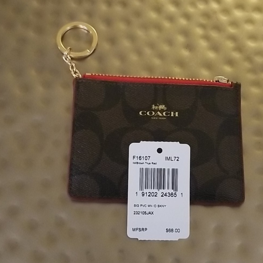BNWT Coach Brown True Red Skinny Credit Card Wallet